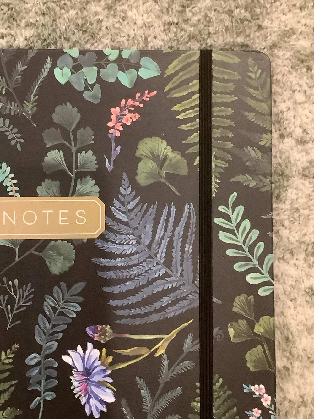 Clementine Paper Co Floral Notes Padfolio Black w Green Botanical Accents NWT